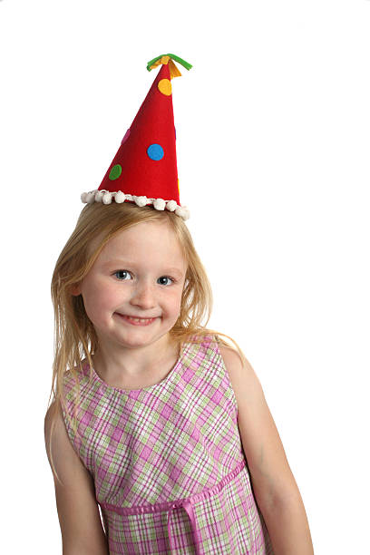 Colorful yellow birthday cap, top view.