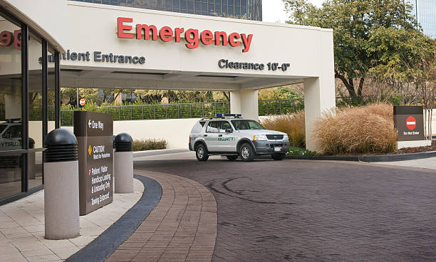 Emergency Room Entrance With Security stock photo