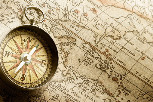 Compass and old map