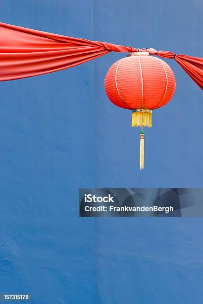 Red Chinese Paper Lantern Stock Photo - Download Image Now - Asia, Asian and Indian Ethnicities, Blue