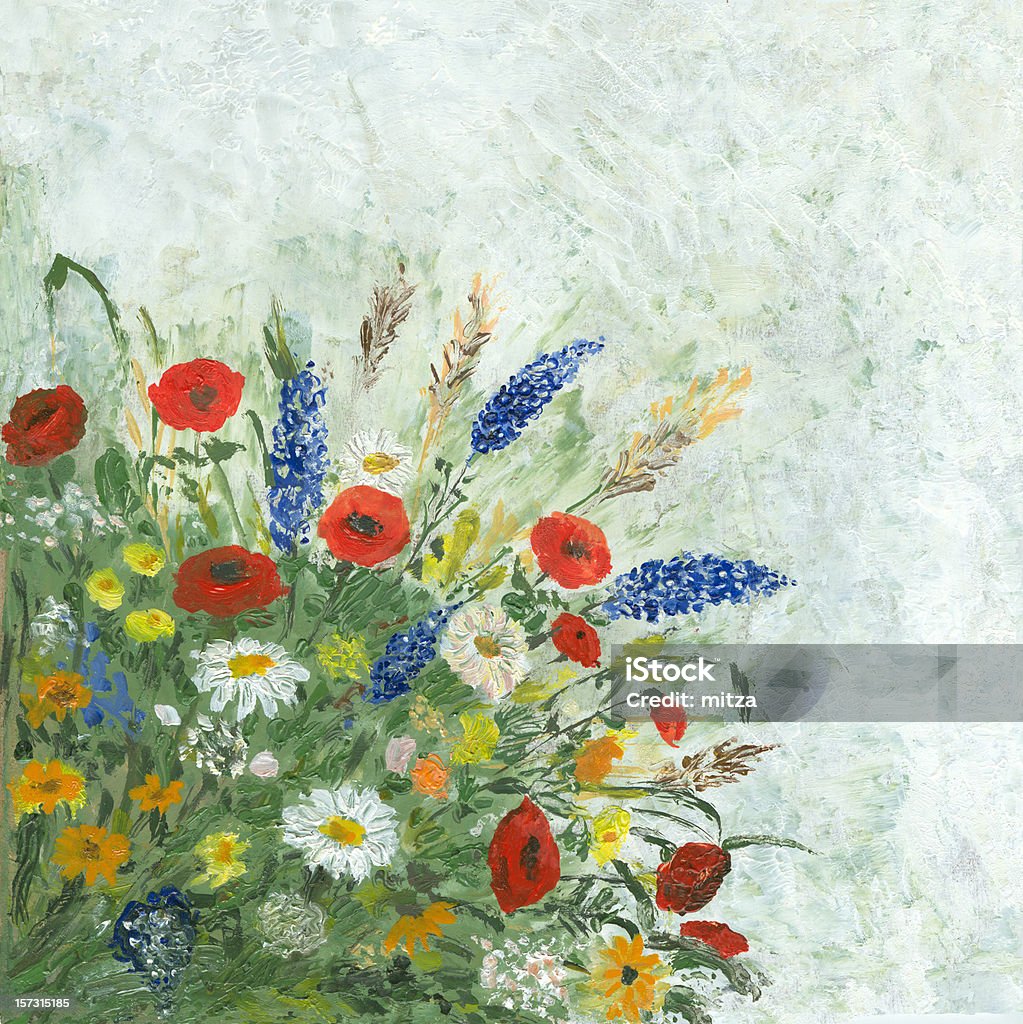 bouquet de flores silvestres - Royalty-free Pintura a Óleo - Imagem pintada Ilustração de stock