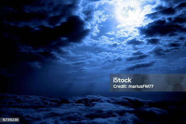 Night Sky And Moon Stock Photo - Download Image Now - Night, Cloud - Sky, Cloudscape