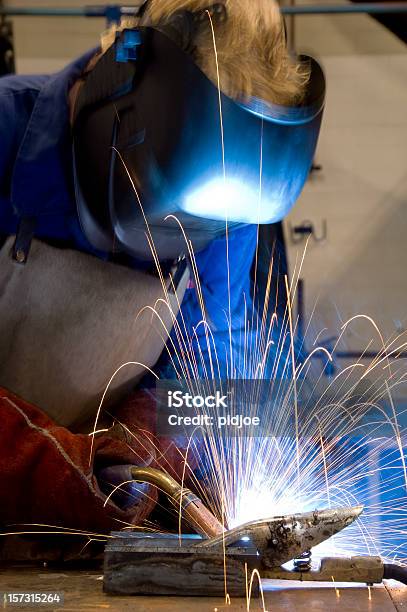 Welding With Sparks Allover Stock Photo - Download Image Now - Adult, Close-up, Color Image