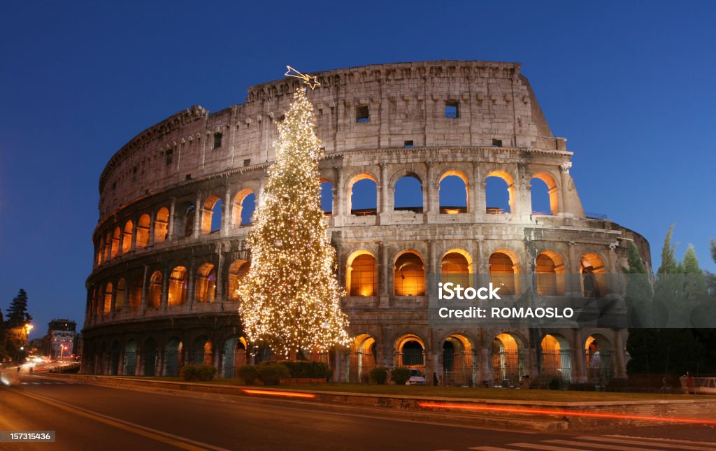 Coliseum and Christmas tree,Rome  Italy  Christmas Stock Photo