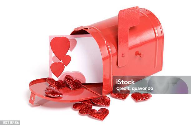 Caixa De Correio Para Namorados Cartão Em Branco Em Forma De Coração Com Confete Copyspace - Fotografias de stock e mais imagens de Abrir