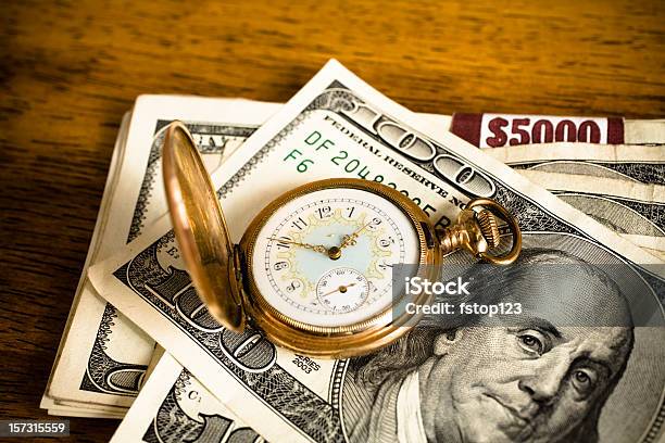 Zeit Ist Geld Stockfoto und mehr Bilder von Taschenuhr - Taschenuhr, Dollarsymbol, Zeit ist Geld
