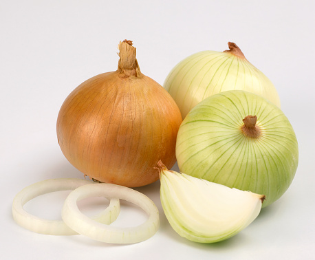 Onions in white background