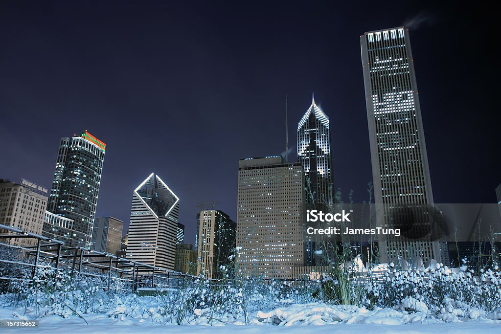 snowy garden against skyline  Chicago - Illinois Stock Photo
