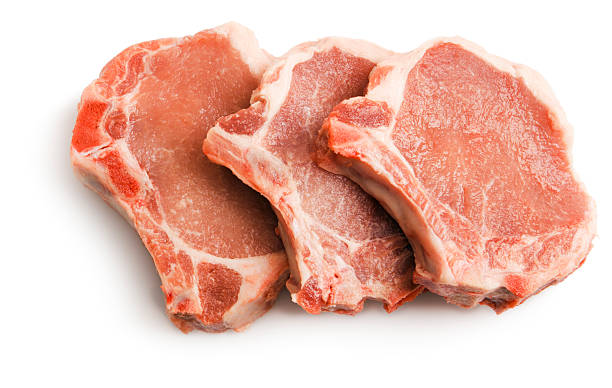 istock Pork Loin Chops, Raw Fresh Meat Cutlet Isolated on White 157315765