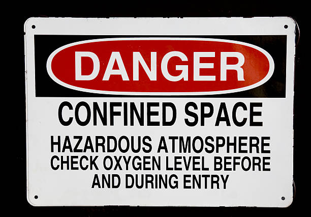 Danger confined space sign stock photo