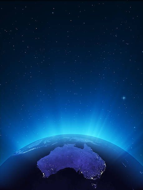 Glowing globe at night series: Oceania.