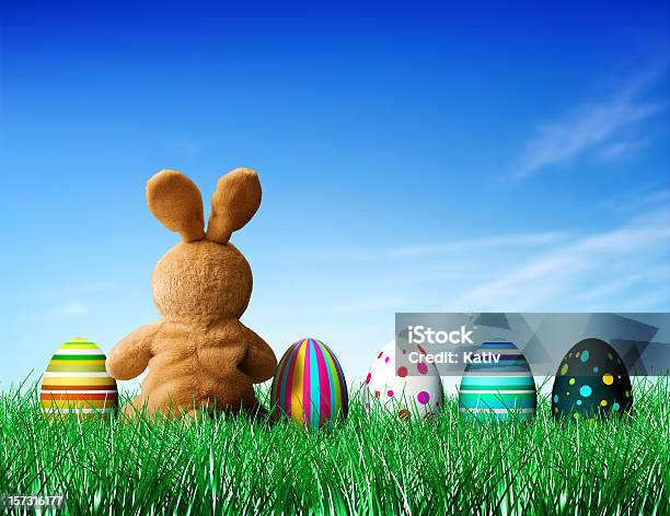 Easter Eggs And Bunny Stock Photo - Download Image Now - Easter Bunny, Green Color, Easter Egg