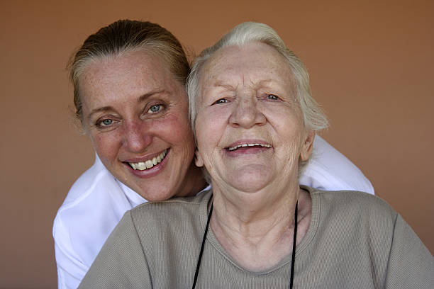 istock Aged mother and daughter portrait 157316192