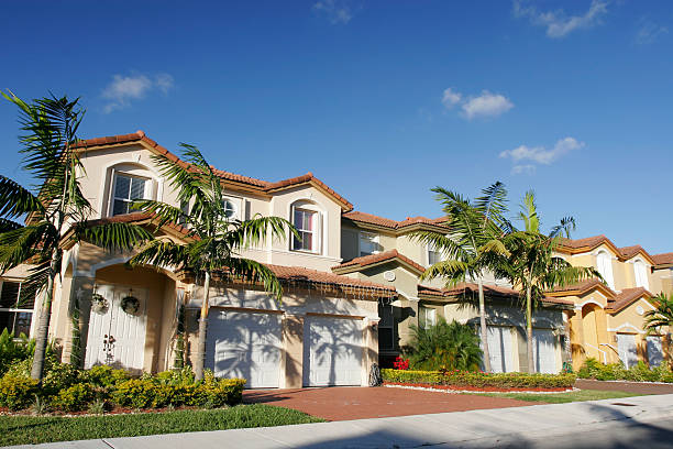 singola famiglia casa - palm tree florida house residential district foto e immagini stock