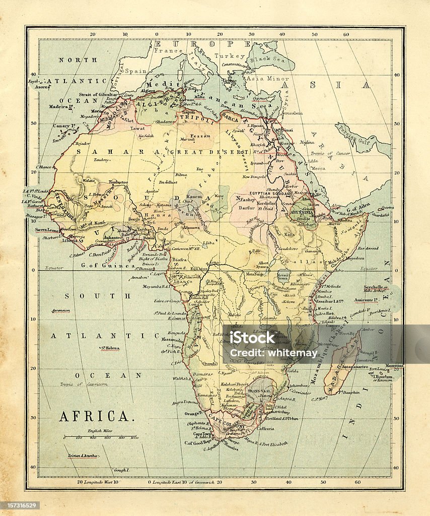 Mid-Victorian map of Africa  Map Stock Photo