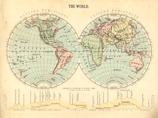 mid -ビクトリア朝の世界地図 - retrospect ストックフォトと画像