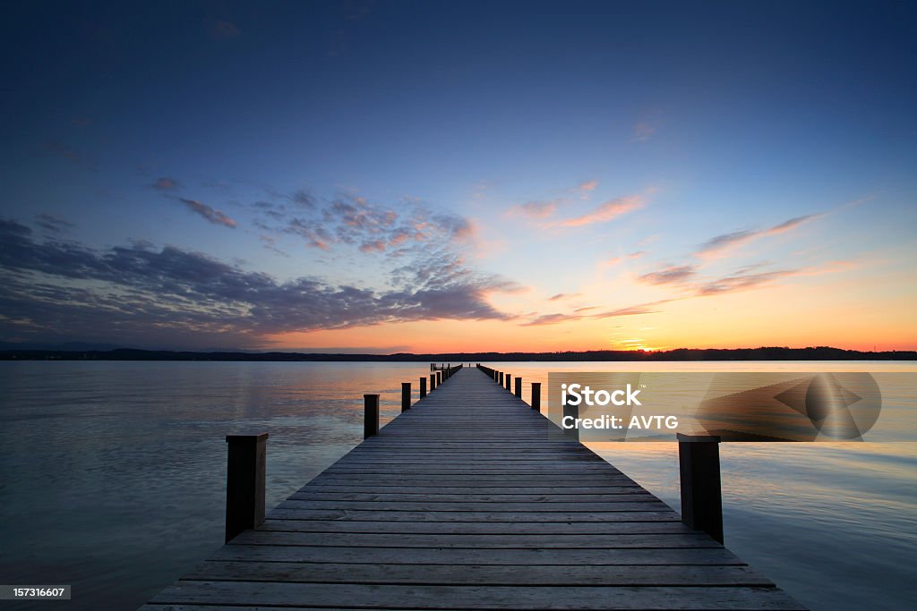 Silent Place jetty at sunset Pier Stock Photo