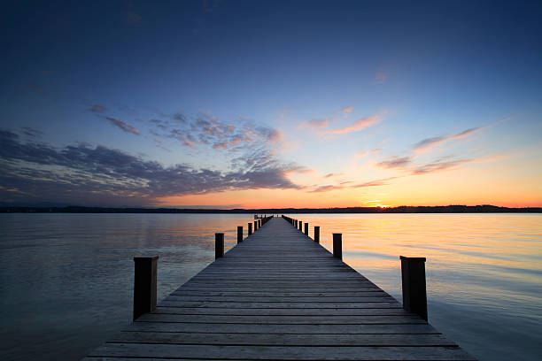 Silent Place jetty at sunset boardwalk stock pictures, royalty-free photos & images