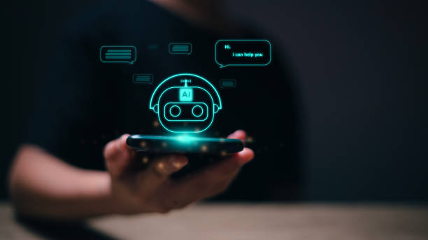 istock Women using technology smart robot AI, enter command prompt, contact for business information analysis, and futuristic technology transformation. A.I. Chat concept AI, Artificial Intelligence. 1573169044