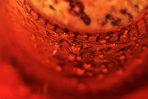 Close-up rose wine and cork, sallow DOF