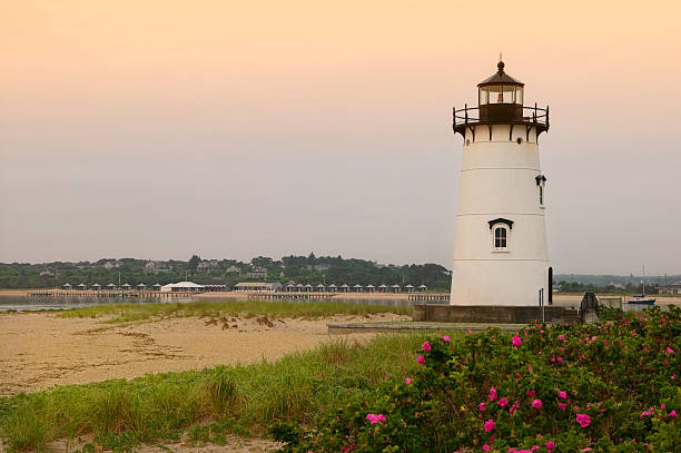 edgartown farol - lighthouse massachusetts beach coastline imagens e fotografias de stock