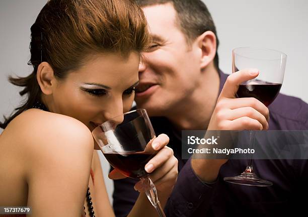 Couple Having A Dinner Stock Photo - Download Image Now - Adult, Adults Only, Blue