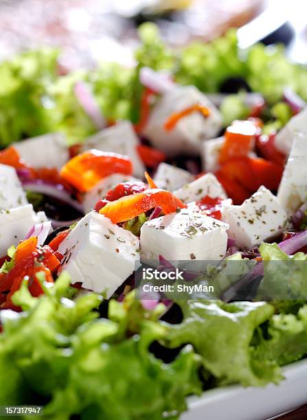Closeup Photo Of A Greek Salad With Feta Chunks And Pepper Stock Photo - Download Image Now