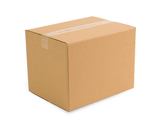 caixa do carboard w/clippping caminho - cardboard box imagens e fotografias de stock