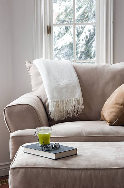 Interiors: Cozy winter chair stock photo
