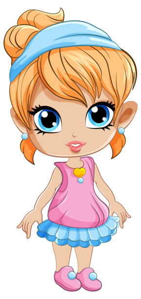 istock Cute girl cartoon character wearing headband 1573213459