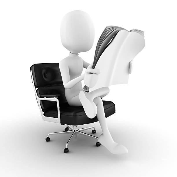 istock 3d man reading the newspaper, on white background 157321514