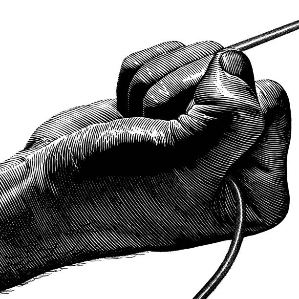 Hand Holding cord Hand Holding cord photo-hanging-string stock illustrations