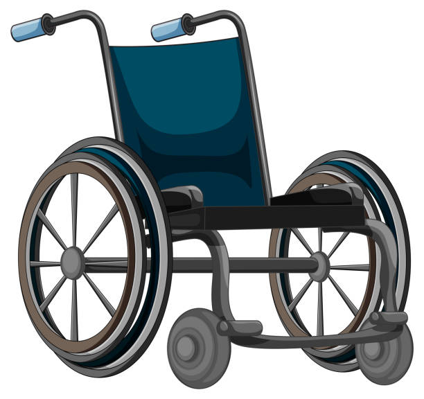 Uma cadeira de rodas no fundo branco - ilustração de arte em vetor