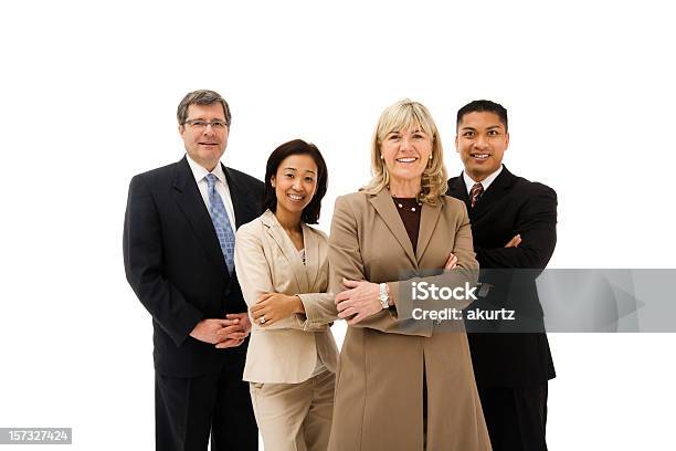 Smiling Diverse Executive Business Team Stock Photo - Download Image Now - Four People, White Background, Professional Occupation