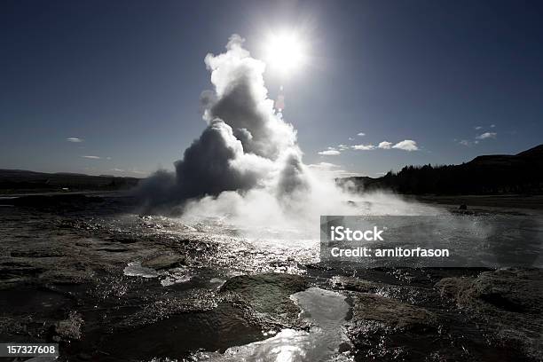 Geyser In The Sun Landscape Stock Photo - Download Image Now - Activity, Beauty, Beauty In Nature