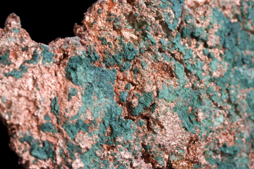 Close-up of naturally occurring rare crystalline ore