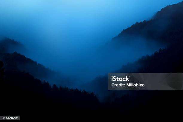 Nevoeiro À Noite - Fotografias de stock e mais imagens de Escuro - Escuro, Horror, Lateral do Vale