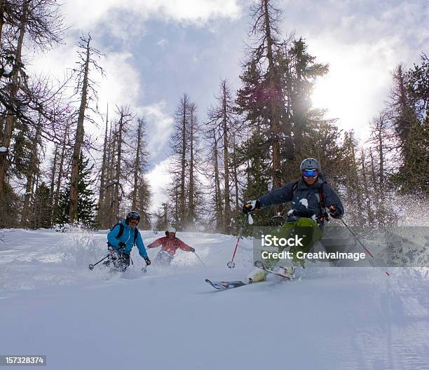 Gruppo Di Sciatori Na Neve Fresca - Fotografias de stock e mais imagens de Adulto - Adulto, Alpes Europeus, Ao Ar Livre