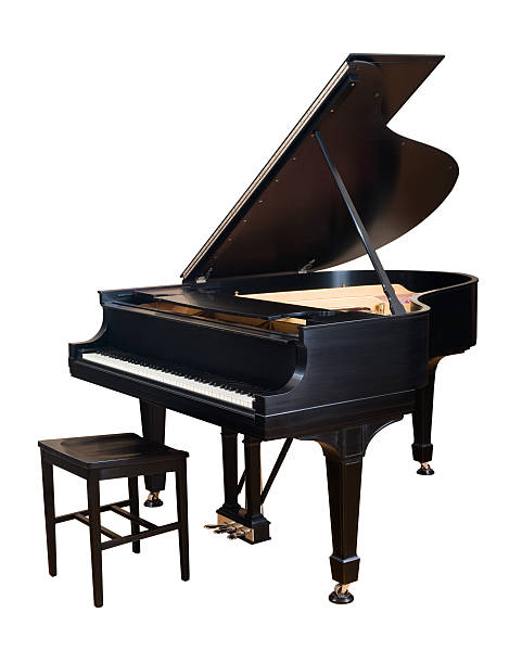 スタインウェイのパーラーグランドピアノ、ホワイト - グランドピアノ ストックフォトと画像