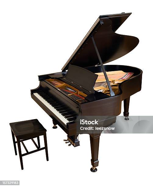 Parlor Grand Piano On White Stock Photo - Download Image Now - Piano, Cut Out, Grand Piano