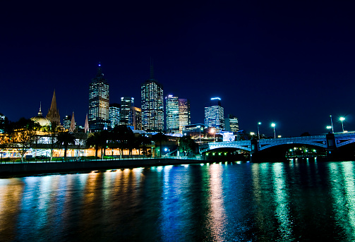 The city-centre of Melbourne from across the Yarra river.