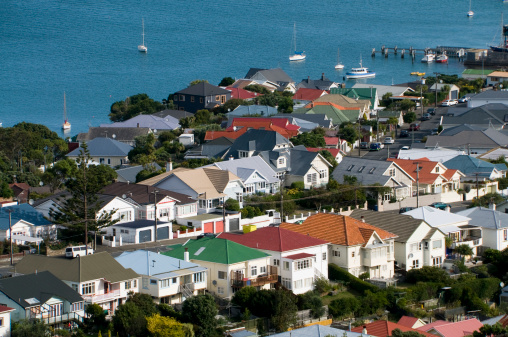 Modern real estate in a district of Wellington, New Zealand's Capital.