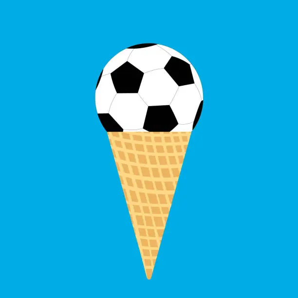 Vector illustration of Football ice cream cone