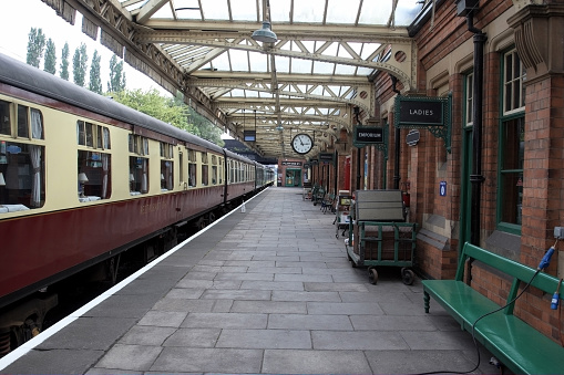 Railway carriages at empty station