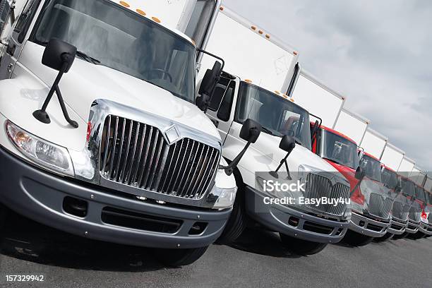 Truck Fleet Stock Photo - Download Image Now - Color Image, Commercial Land Vehicle, Convoy