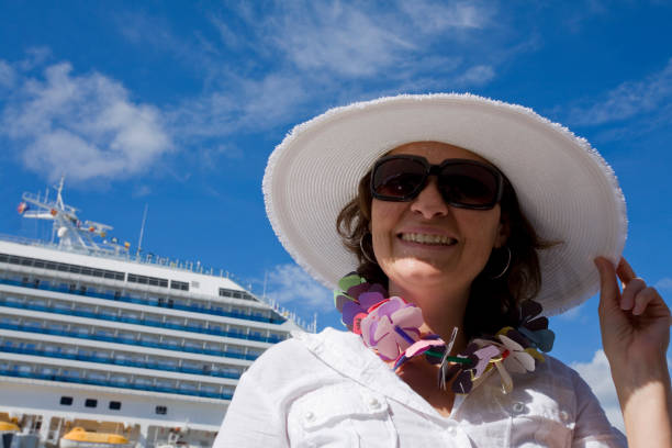 istock Smiling woman in Cruise vacation. 157330127
