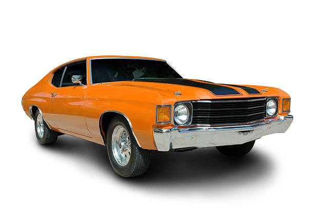 arancio 1971 chevelle - hood car headlight bumper foto e immagini stock