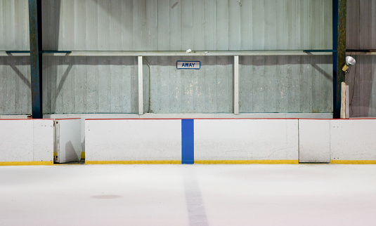 Empty old bench at a Hockey arena