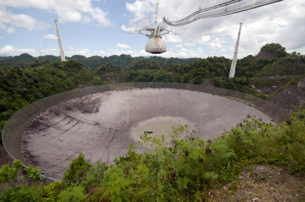 Arecibo Radio Telescope Arecibo Radio Telescope in Puerto Rico. The largest single-unit radio telescope in the world.  Observatory stock pictures, royalty-free photos & images