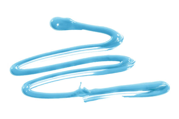 istock Light blue watercolor drops zigzag isolated on white background. 1573306820